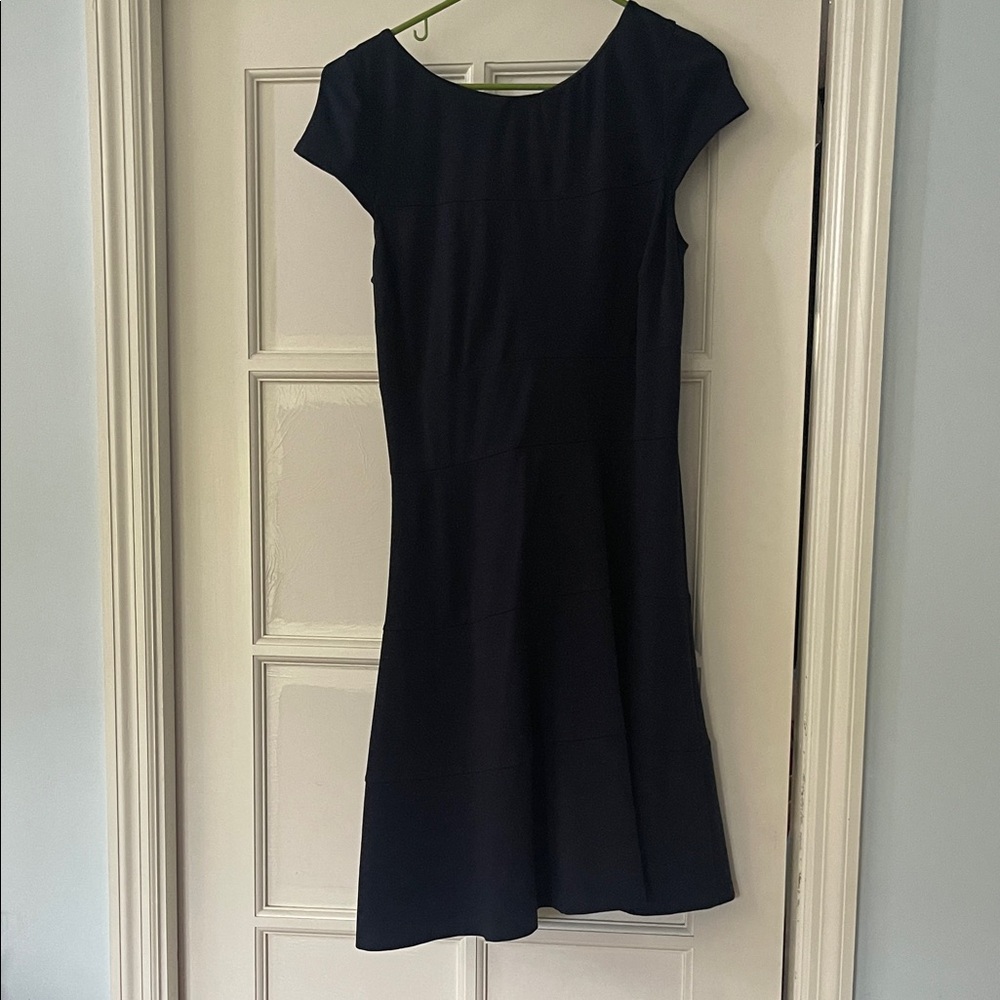 Elegant Navy Blue Cap Sleeve Dress